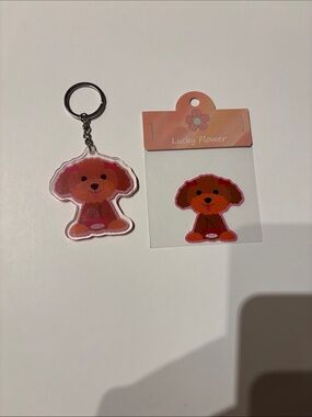 Poodle Keychain & Sticker Set
